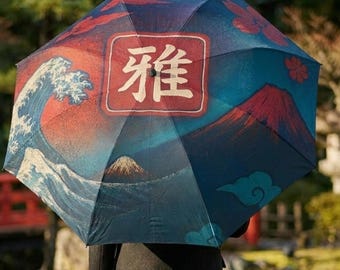 Red Japanese Umbrella, Ukiyo-e Wave Fuji Art, Sakura Floral Design, Bold Anime Aesthetic, Unique Asian Art Gift