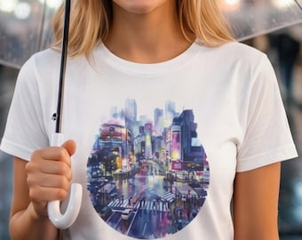 Tokyo Night T-shirt | Japan Travel Tee | Shibuya Crossing Art | Urban Aesthetic | Photographer Gift | Cityscape Shirt | Japanophile