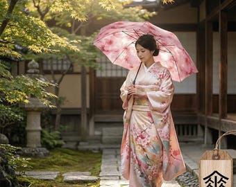 Pink Sakura Umbrella, Cherry Blossom Floral Rain Umbrella, Japanese Spring Hanami Design, Romantic Auto Open Umbrella Gift for Her