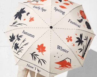 Japanese Festival Gift, Retro Taisho Roman Art, Four Seasons Design, Red Lantern Sakura, Souvenir from Japan