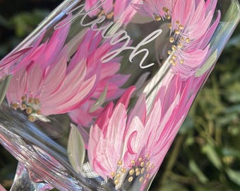 Hand Painted and Personalised White Wine Glass for Weddings /Bridal Party Gift / Bridesmaid Proposal