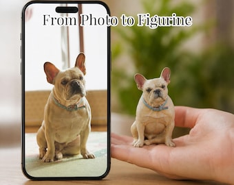 Custom Dog Figurine from Photo, Personalized Dog Sculpture, Hand Painted Pet Portrait Statue, Dog Memorial Gift, Dog Mom Pet Lover Gift