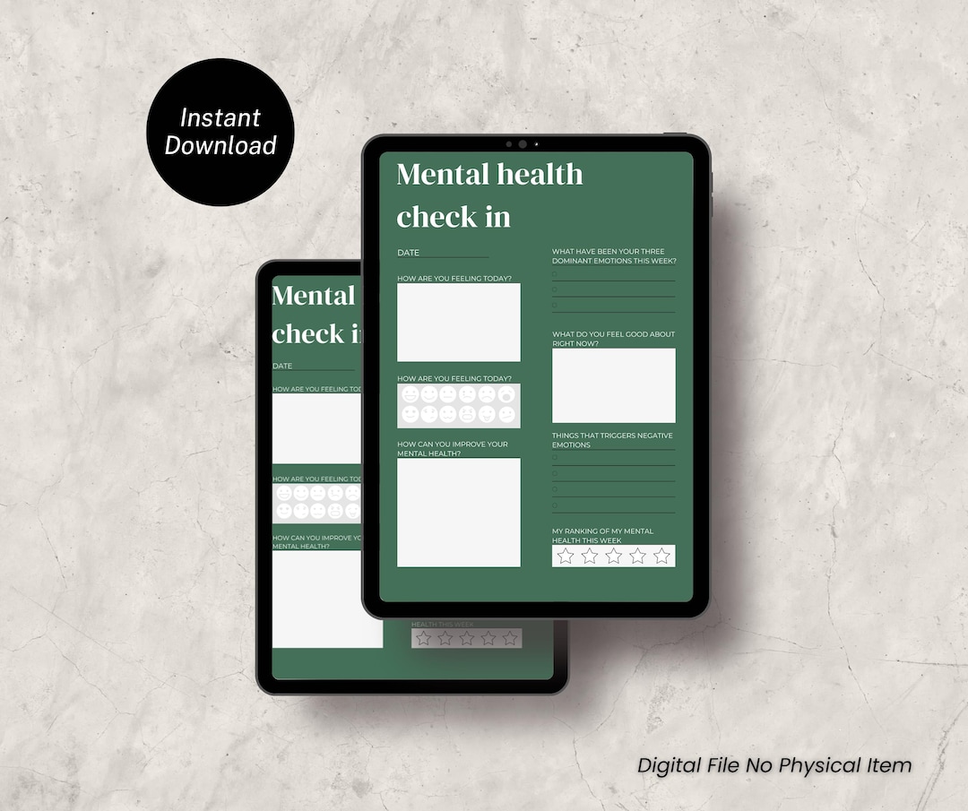 Mental Health Check-in Printable | Daily Self Care Journal Page | Mood ...