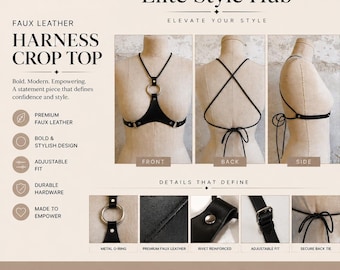 Top de arnés de cuero, atuendo para festivales, arnés corporal gótico, bralette minimalista con arnés para el pecho, ropa punk rave, cinturón de arnés cruzado en la espalda