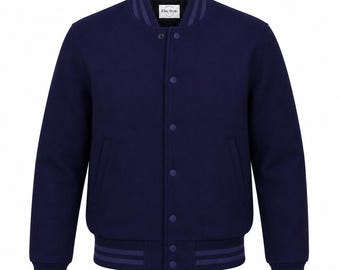 Veste universitaire en laine bleu marine pour hommes | Style streetwear universitaire Letterman