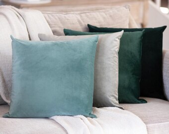 Dark Green Velvet Throw Pillow Covers