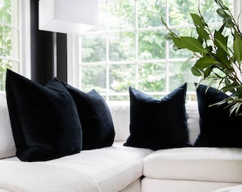 Black Velvet Throw Pillow Covers