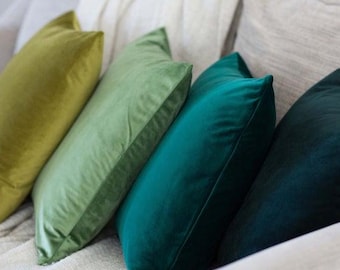 Emerald Green Velvet Pillow Cover: Holiday Throw Pillow