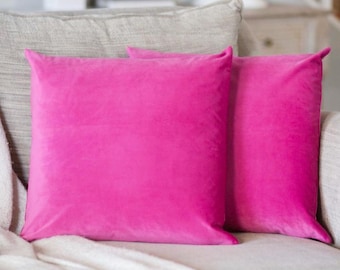 Azalea Hot Pink Velvet Throw Pillow Covers