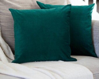 Emerald Green Velvet Pillow Cover: Holiday Throw Pillow Covers