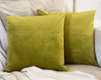 Olive Green Velvet Pillow Covers: Soft Throw Pillow