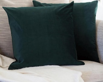 Dark Green Velvet Throw Pillow Covers