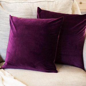Plum Velvet Pillow Covers, Dark Purple Throw Pillow Cover