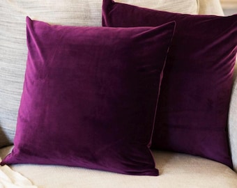 Plum Velvet Pillow Covers, Dark Purple Throw Pillow Cover