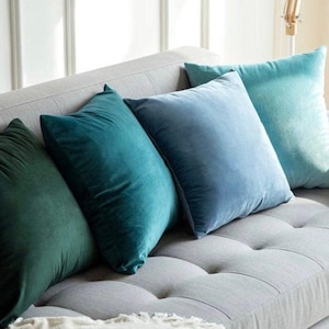 Teal Velvet Throw Pillow Cover - Turquoise Accent Pillow