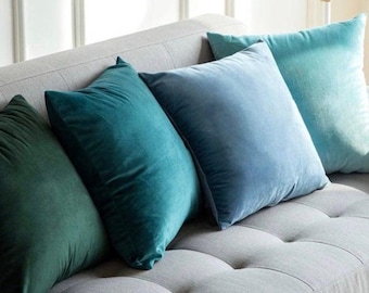 Teal Velvet Throw Pillow Cover - Turquoise Accent Pillow