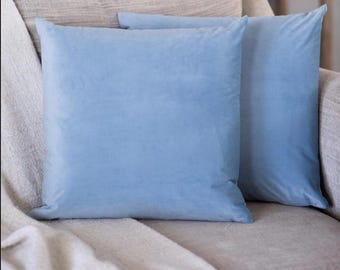 Light Blue Velvet Throw Pillow Covers