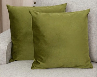 Moss Green Velvet Pillow Covers, Olive Throw Pillow Cover