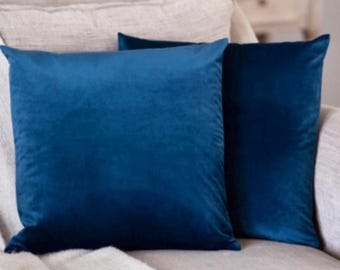 Sapphire Blue Velvet Pillow Covers, Navy Throw Pillow Cover