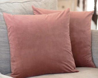 Dusty Rose Velvet Throw Pillow Covers
