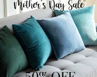 Teal Velvet Throw Pillow Cover - Turquoise Accent Pillow