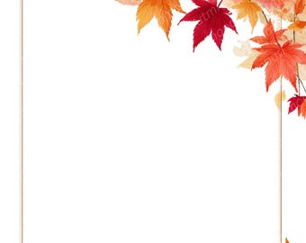 10 Maple Leaf Frame Set: Autumn Clipart, Cozy Fall Borders (PNG, Digital Download)