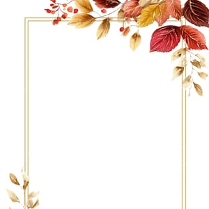 12 Autumn Watercolor Floral Frames: Elegant Fall Clipart (PNG Digital Download)