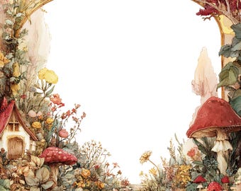 16 Autumn Mushroom Frames PNG: Fall Borders Clipart Set (Digital Download)