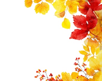Herbst Blatt Clipart, Herbstlaub Bordüren, PNG (digitaler Download)