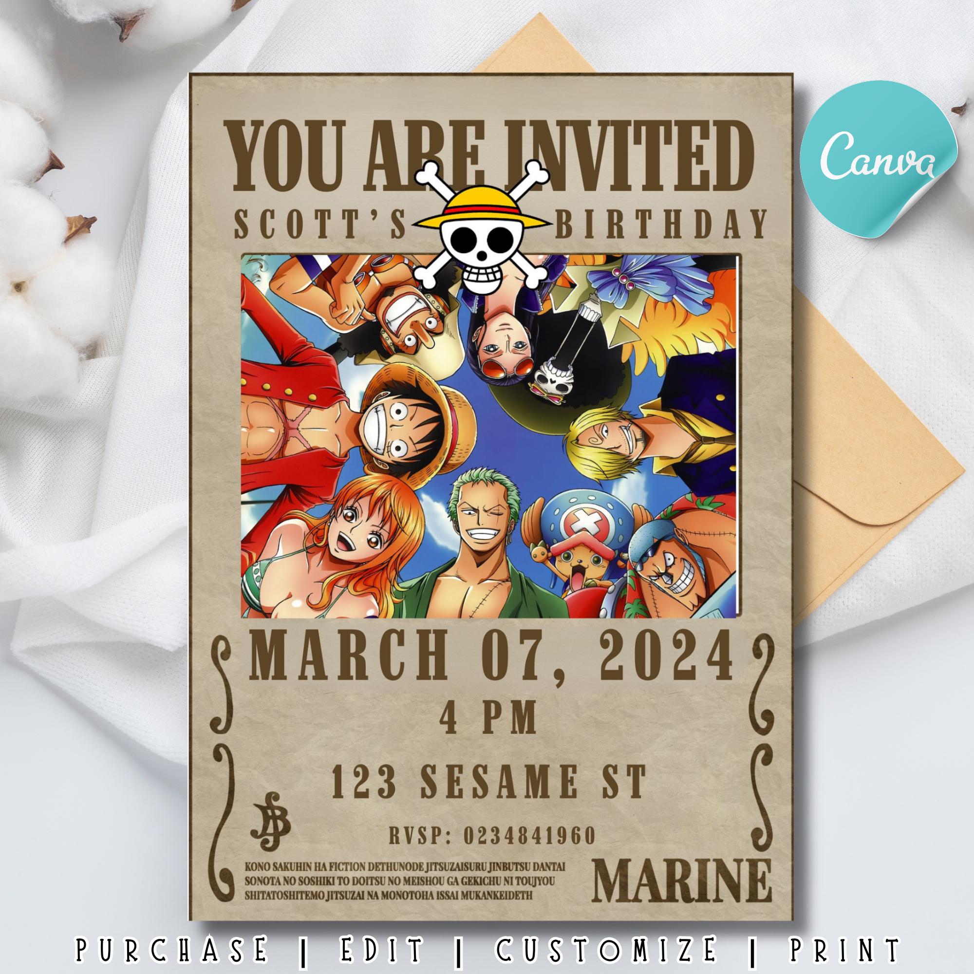 One Piece Birthday Cards - Etsy