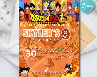 Invitación de anime y manga Invitación de anime y manga Invitación de cumpleaños personalizable Invitación de Canva Descarga digital