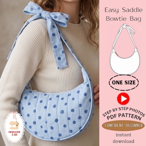 PDF-Nähanleitung für eine Satteltasche mit Schleife – Anfänger-DIY-Hobo-Bag mit verstellbarem Knotenriemen