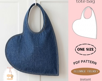 Heart Tote Bag Sewing Pattern | Minimalist Love Heart PDF (Digital Download)