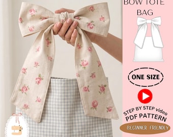 slouchy Hobo Bag Sewing Pattern, DIY bow tie tote bag Beginner Friendly (PDF Download)