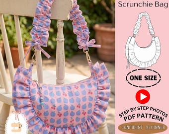 DIY Slouchy Hobo Bag Frilly Adjustable Scrunchie Strap Saddle Bag Sewing  Pattern Beginner PDF