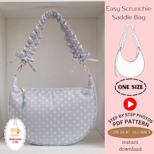 DIY Ruffled Saddle Sling Sewing Pattern | Beginner Hobo Bag PDF | Adjustable Scrunchie Strap DigitalDownload