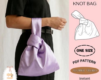 DIY Reversible Japanese Knot Bag Pattern | Wristlet easy Beginner Sewing Pattern PDF formal pouch