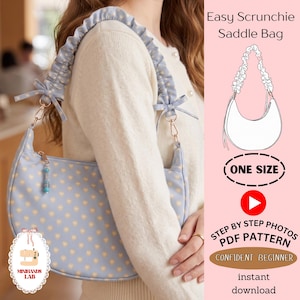 DIY Ruffled Saddle Sling Sewing Pattern | Beginner Hobo Bag PDF | Adjustable Scrunchie Strap DigitalDownload