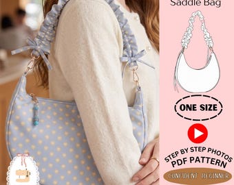 Patron de couture pour sac bandoulière à volants | Sac hobo débutant (PDF) | Bandoulière ajustable à télécharger