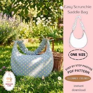 Patrón de costura para bolso bandolera con volantes (hazlo tú mismo) / Bolso hobo para principiantes (PDF) / Correa ajustable tipo scrunchie (descarga digital)