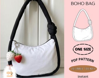 DIY Slouchy Crossbody Bag Schnittmuster Anfänger-freundlich Paffy Knot Boho Tote & Schultertasche PDF