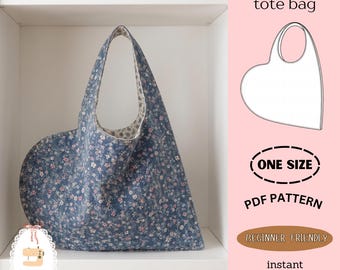 Patron de couture pour sac fourre-tout en forme de cœur | Motif cœur minimaliste (PDF à télécharger)