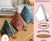 Triangle Zipper Pouch Sewing Pattern | DIY Coin Purse BeginnerFriendly 3D Pyramid Bag | 3 Sizes