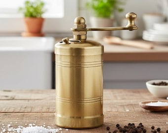 Personalized Custom Handcrafted Solid Brass Pepper Salt Mill Adjustable Traditional Spice Grinder