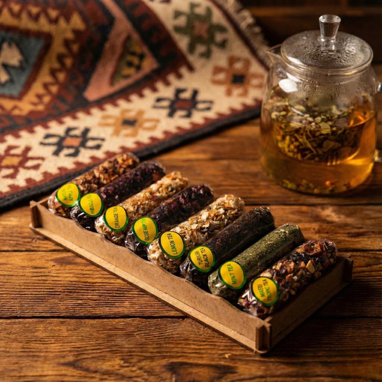 Turkish Herbal Tea Gift Set: 8 Flavor Natural Fruit Blends