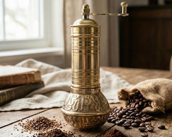 Macinino in ottone personalizzato, realizzato a mano, regolabile, stile vintage, artigianale turco, regalo per la cucina.