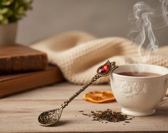 Crystal Brass Apothecary Spoons | Vintage Tea Coffee Set of 10