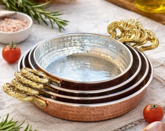 Sartén de cobre Maras hecha a mano, resistente a altas temperaturas, utensilios de cocina tradicionales martillados, secreto de sabor duradero