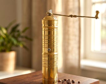 Traditional Solid Brass Spice Grinder - Handcrafted Adjustable Coffee & Pepper Mill