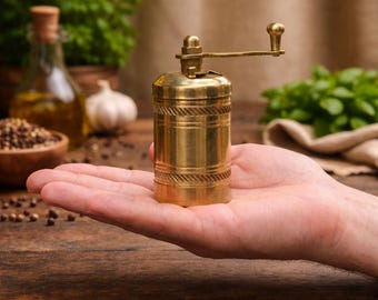Handcrafted Solid Brass Pepper Salt Mill Adjustable Traditional Spice Grinder